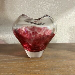 Elegant Heart Shaped Red Glass Art Piece/Vase